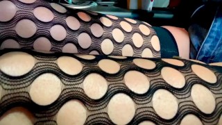 McDonalds Drive Thru Dildo in Passenger Seat Fishnet Stockings on like a Slut!