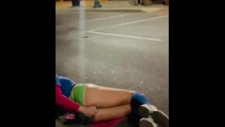 PUBLIC SISSY CD SHORTSHORTS SHOWING PANTIES & PUBLIC DILDO ASSFUCK
