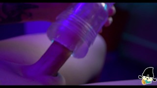 Trans Girl Fucks Fleshlight Close Up With Her Big Cock